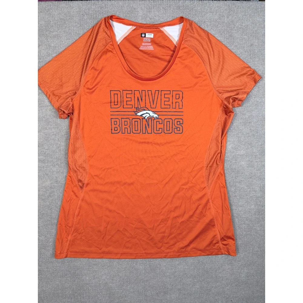 NFL Team Apparel Denver Broncos Orange TX3 Cool Performance Shirt Womens 2XL